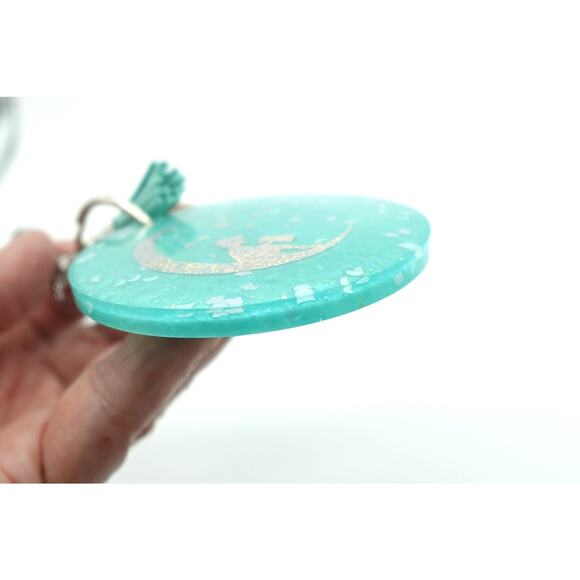 Seafoam n Stars Large Medallion Keychain  / Reading under the moon! - Picture 7 of 8
